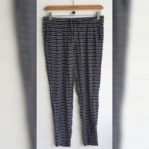 Max Studio Comfy Drawstring High Waist Abstract Horizontal Stripe Trouser Pants